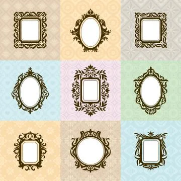 Set of vintage frames vector illustration Stock Illustration