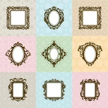 Set of vintage frames vector illustration Illustrazione stock
