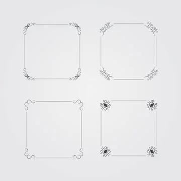 Set of vintage frames. Vector Illustration. Illustrazione stock