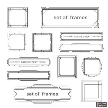 Set of vintage geometric frame. Design elements with frame corner badge 스톡 일러스트