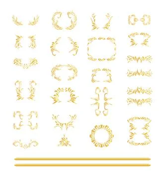 Set of vintage gold  design elements Illustrazione stock