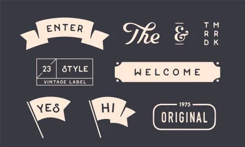 Set of vintage graphic. Design elements, linear drawing Stock Illustration