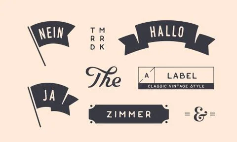 Set of vintage graphic. Design elements, linear drawing Stock Illustration