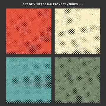 Set of vintage halftone texture effect created from squares background. Stock Illustration