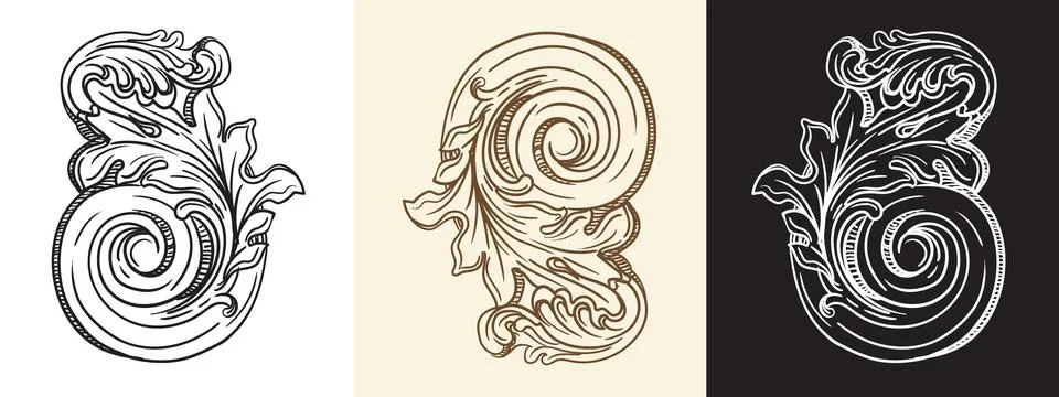 Set of vintage hand drawing vector design elements illustration Illustrazione stock