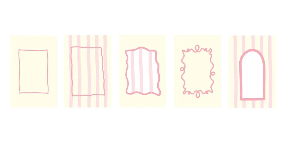 Set of vintage hand drawn frames with whimsical lines Stock Illustration