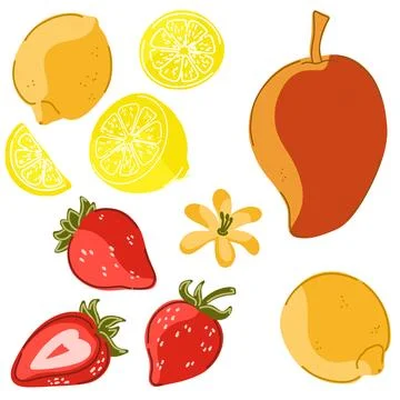 A set of vintage hand-drawn illustrations featuring food products. Cozy Medit Stock Illustration