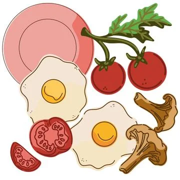 A set of vintage hand-drawn illustrations featuring food products. Cozy Medit Stock Illustration