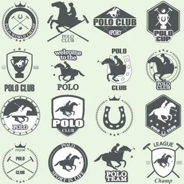 Set of vintage horse polo club labels Stock Illustration