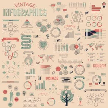 Set of vintage infographics design elements Stock Illustration