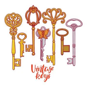 Set of vintage keys Stock Illustration