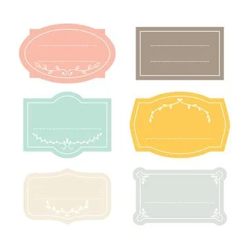 Set of vintage labels. Frames, badges, tags, sticker blank templates. Weddi.. Stock Illustration