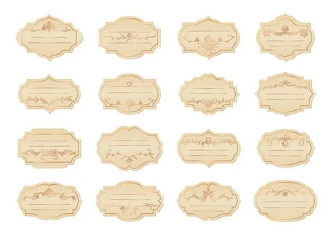 Set of vintage ornamental label frames. Old style decorative elements badge. イラスト素材