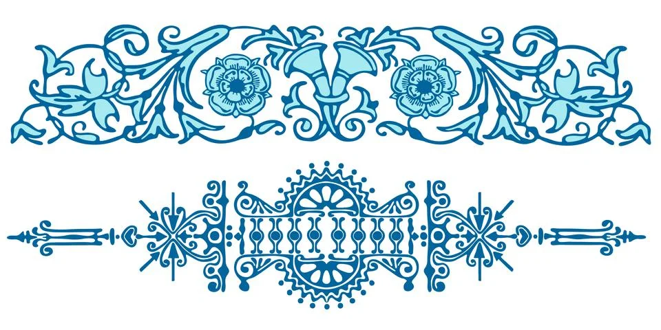 Set of vintage ornaments with floral elements Stockillustratie
