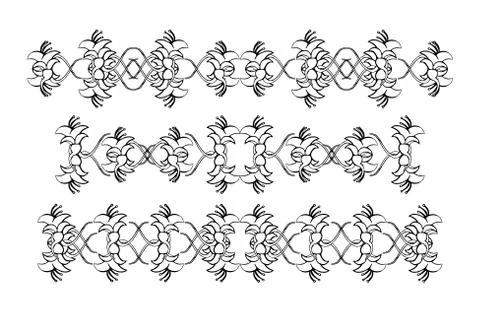 Set of vintage ornaments. Frames, borders, dividers. Ornate decorative design Illustrazione stock