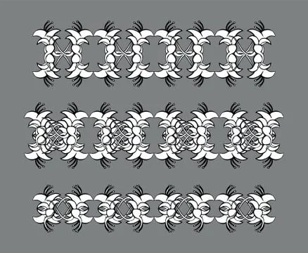 Set of vintage ornaments. Frames, borders, dividers. Ornate decorative design Illustrazione stock