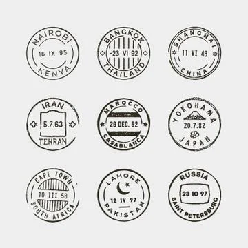 Set of vintage postage stamps. vector illustration Stock Illustration