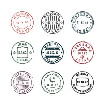Set of vintage postage stamps. vector illustration Stock Illustration