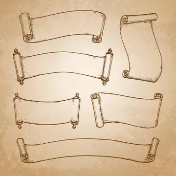 Set of vintage scrolls Stock Illustration