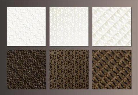 Set of Vintage seamless damask pattern and elegant floral elements in dark bl Illustrazione stock