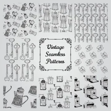 Set of Vintage Seamless Patterns Stock Illustration