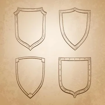 Set of vintage shields Stock Illustration