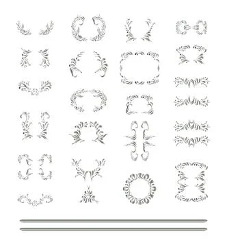 Set of vintage silver design elements イラスト素材