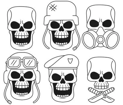 Set Of Vintage Skull Design Elements. Monochrome Style. 스톡 일러스트