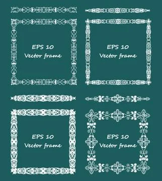 Set of vintage square lace frames and dividers in victorian style Stock Illustration