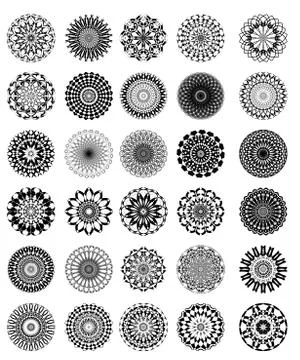 Set of vintage star vector graphic pattern in black and white Stock Illustration