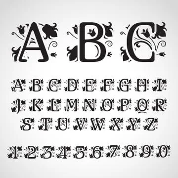 Set of vintage style initial letters. Stock Illustration