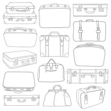 Set of Vintage Suitcases - for design in vector Stock Illustration