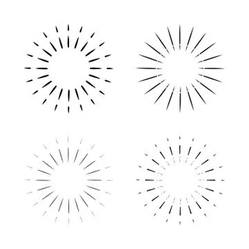 Set of Vintage sunburst, light rays, firework sparks vector design element ve 스톡 일러스트