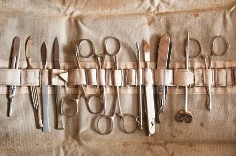 Set of vintage surgical instruments Stock Photos