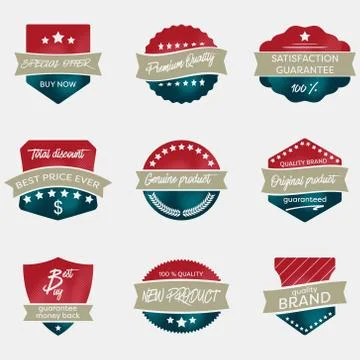 Set of vintage vector badges in retro style. Stock Illustration