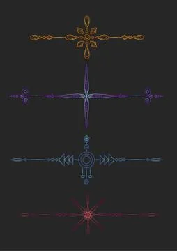 Set vintage vector dividers gradient colors. ollection of four Stock Illustration