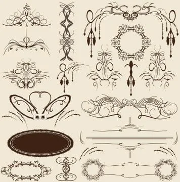 Set of vintage vector elements Stock Illustration