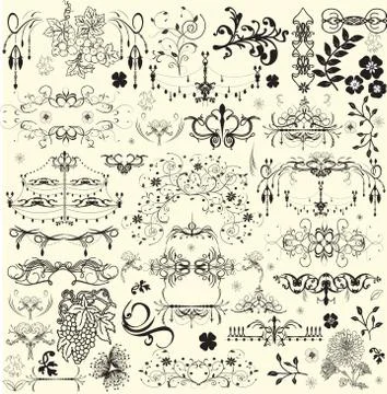 Set of vintage vector elements Stock Illustration