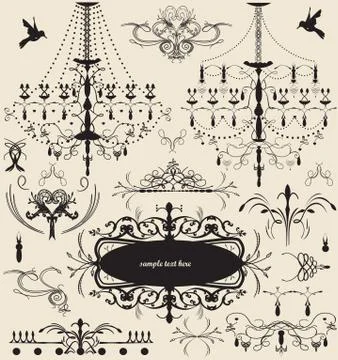Set of vintage vector elements 스톡 일러스트