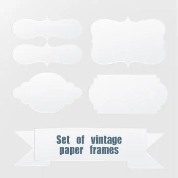 Set Of Vintage White Paper Frames. Stock Illustration