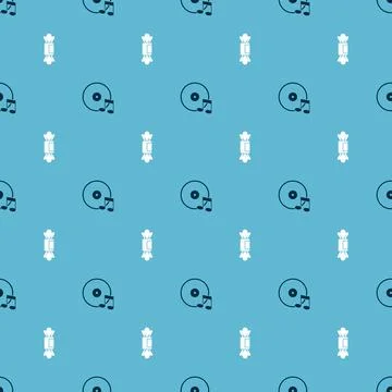 Set Vinyl disk and Candy on seamless pattern. Vector イラスト素材