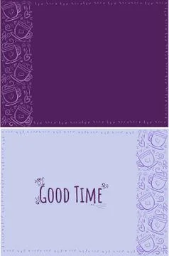 Set violet background with doodle cup pattern stripe for menu, photo, informa Illustrazione stock