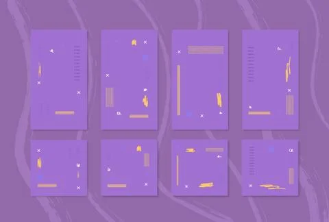 Set of  violet backgrounds with  geometric elements for social media networks Stock Illustration