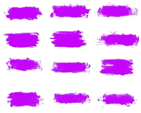 Set of violet brush strokes isolated on a white background. Stock Illustration