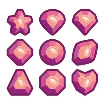 A set of violet emblems of precious stones Illustrazione stock