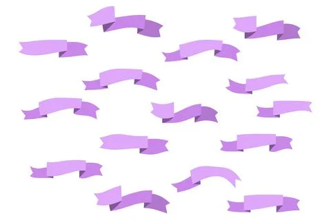 Set of violet flat ribbons isolated on white background. Ribbon banner vector Stock Illustration