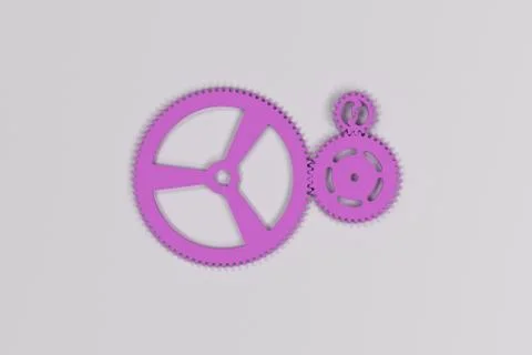 Set of violet gears and cogs on white background Stock Illustration