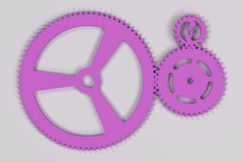 Set of violet gears and cogs on white background Stock Illustration