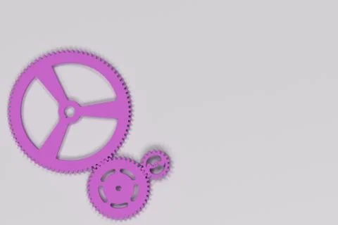 Set of violet gears and cogs on white background Stock Illustration