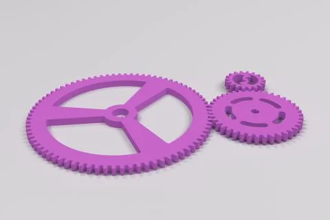 Set of violet gears and cogs on white background Stock Illustration
